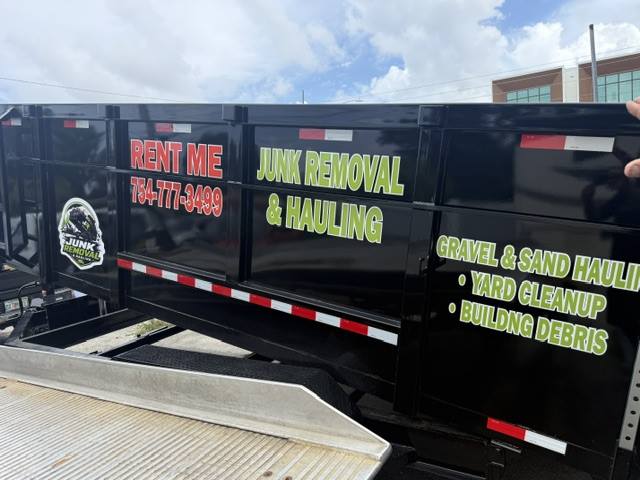 Black dump trailer rental in Hollywood Florida for junk removal and hauling