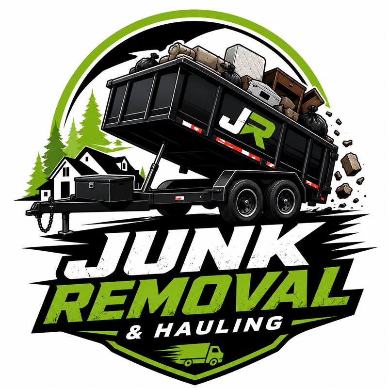 Junk removal and hauling dump trailer logo