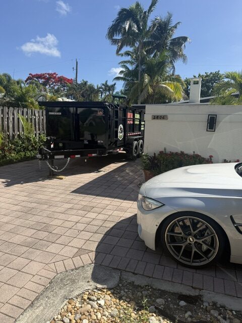 Residential dump trailer rental for Broward County driveway cleanup